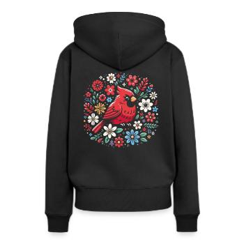 Cardinal Rouge Cardinal Oiseau Rouge Cardinal - Sweat à capuche Premium bio Femme - noir - Dos - Julia (174cm)