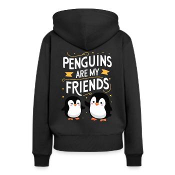 Pinguin Pinguine Tier - Frauen Premium Bio Hoodie - Schwarz - Hinten - Julia (174cm)