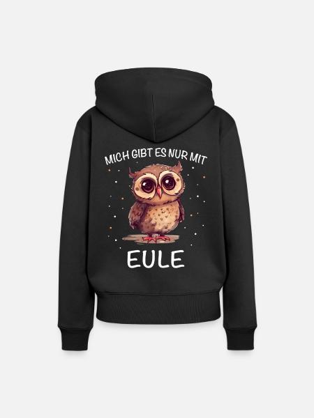 Nachteule Eule Eulen Vogel - Frauen Premium Bio Hoodie - Schwarz