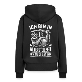Retraite partielle ATZ - Sweat à capuche Premium bio Femme - noir - Dos - Julia (174cm)
