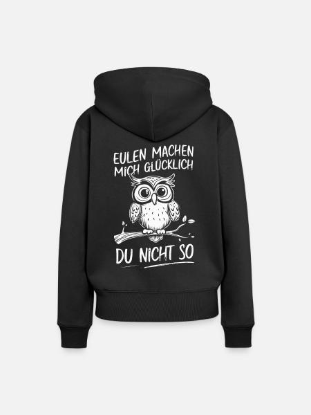 Nachteule Eule Eulen Vogel - Frauen Premium Bio Hoodie - Schwarz