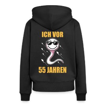 Geburtstagsgeschenk 55 Jahre Geburtstagskind - Frauen Premium Bio Hoodie - Schwarz - Hinten - Julia (174cm)