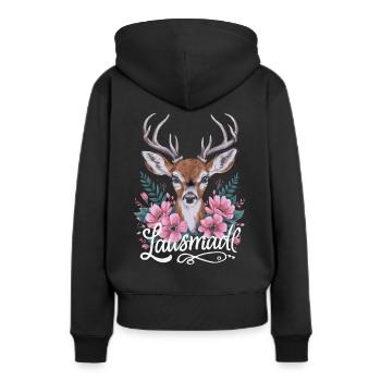 Freistaat Bayern Bayrisch - Frauen Premium Bio Hoodie - Schwarz - Hinten - Julia (174cm)