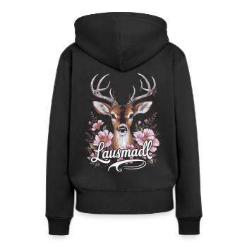 Freistaat Bayern Bayrisch - Frauen Premium Bio Hoodie - Schwarz - Hinten - Julia (174cm)