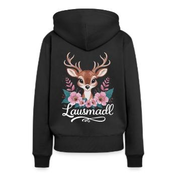 Freistaat Bayern Bayrisch - Frauen Premium Bio Hoodie - Schwarz - Hinten - Julia (174cm)