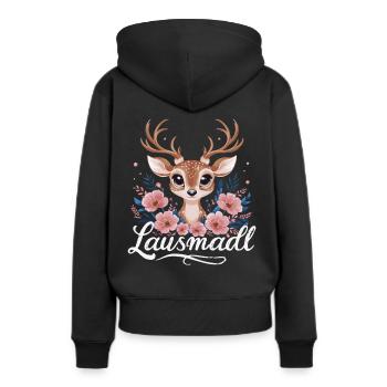 Freistaat Bayern Bayrisch - Frauen Premium Bio Hoodie - Schwarz - Hinten - Julia (174cm)