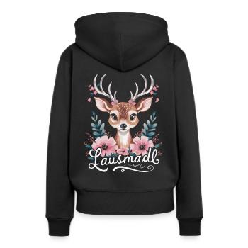 Freistaat Bayern Bayrisch - Frauen Premium Bio Hoodie - Schwarz - Hinten - Julia (174cm)