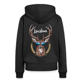Freistaat Bayern Bayrisch - Frauen Premium Bio Hoodie - Schwarz - Hinten - Julia (174cm)