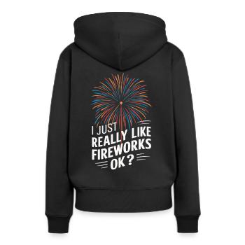 Pyrotechnie Feux d’artifice Pyrotechnie - Sweat à capuche Premium bio Femme - noir - Dos - Julia (174cm)