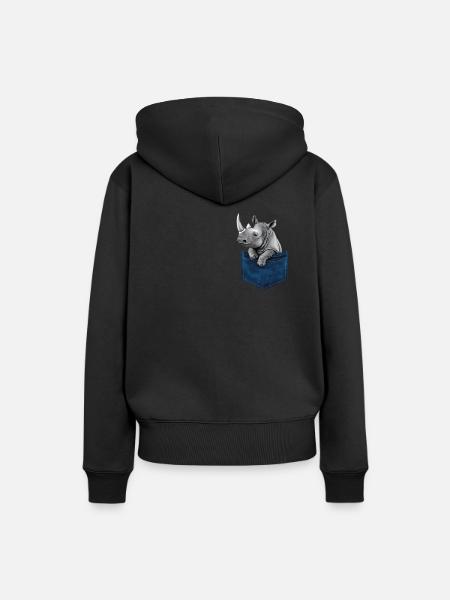 Nashorn Rhinozeros - Frauen Premium Bio Hoodie - Schwarz