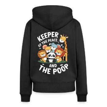 Animaux du zoo Gardien de zoo - Sweat à capuche Premium bio Femme - noir - Dos - Julia (174cm)
