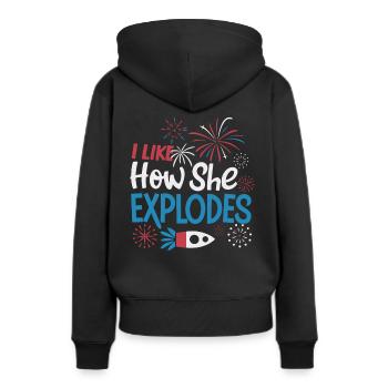 Pyrotechnie Feux d’artifice Pyrotechnie - Sweat à capuche Premium bio Femme - noir - Dos - Julia (174cm)