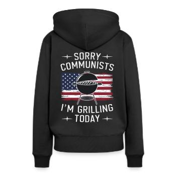 Grill Grillen Griller BBQ Barbecue - Frauen Premium Bio Hoodie - Schwarz - Hinten - Julia (174cm)