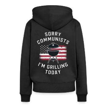 Grill Grillen Griller BBQ Barbecue - Frauen Premium Bio Hoodie - Schwarz - Hinten - Julia (174cm)