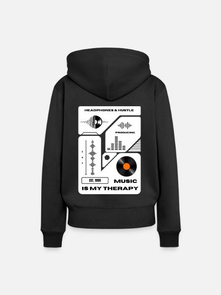 La musique est ma thérapie - Sweat à capuche Premium bio Femme - noir