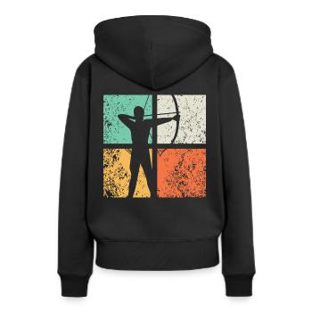 Bogenschütze - Frauen Premium Bio Hoodie - Schwarz - Hinten - Julia (174cm)