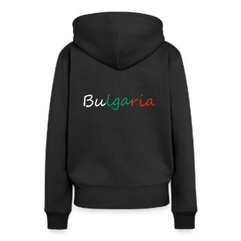 Bulgarie - Sweat à capuche Premium bio Femme - noir - Dos - Julia (174cm)