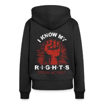 Protestation militante - Sweat à capuche Premium bio Femme - noir - Dos - Julia (174cm)