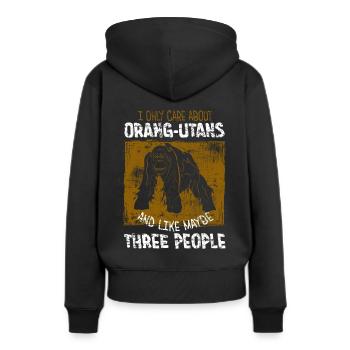 Orang Utan - Frauen Premium Bio Hoodie - Schwarz - Hinten - Julia (174cm)