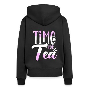Tee - Frauen Premium Bio Hoodie - Schwarz - Hinten - Julia (174cm)