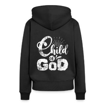 Dieu - Sweat à capuche Premium bio Femme - noir - Dos - Julia (174cm)