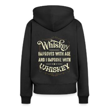 whisky - Sweat à capuche Premium bio Femme - noir - Dos - Julia (174cm)