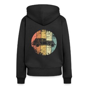 Auto retro - Sweat à capuche Premium bio Femme - noir - Dos - Julia (174cm)