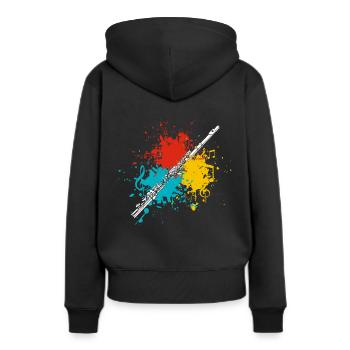 Querflöte - Frauen Premium Bio Hoodie - Schwarz - Hinten - Julia (174cm)