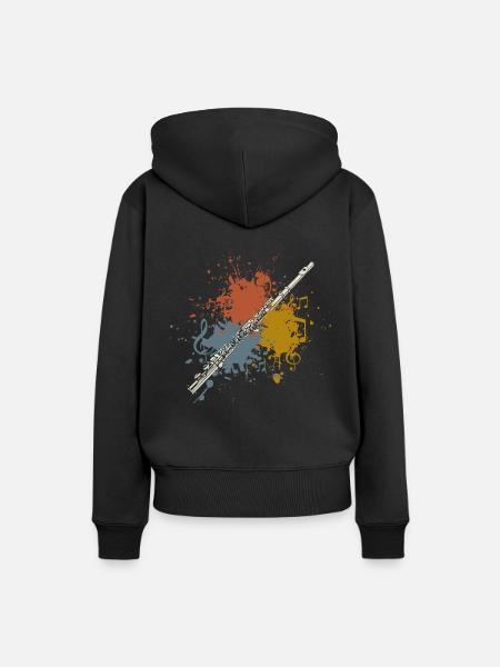Querflöte retro - Frauen Premium Bio Hoodie - Schwarz