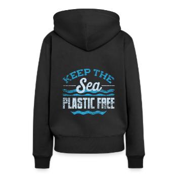 Protection de l'environnement en plastique - Sweat à capuche Premium bio Femme - noir - Dos - Julia (174cm)