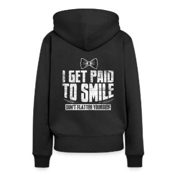 Kellner - Frauen Premium Bio Hoodie - Schwarz - Hinten - Julia (174cm)
