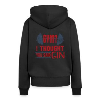 gin - Sweat à capuche Premium bio Femme - noir - Dos - Julia (174cm)