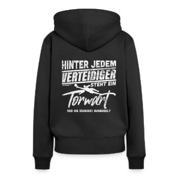 Gardien de but - Sweat à capuche Premium bio Femme - noir - Dos - Julia (174cm)