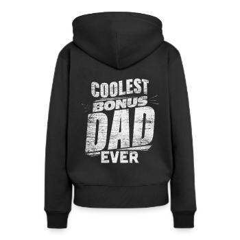 Papa bonus de beau-père - Sweat à capuche Premium bio Femme - noir - Dos - Julia (174cm)