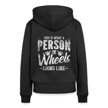 Utilisateur de fauteuil roulant - Sweat à capuche Premium bio Femme - noir - Dos - Julia (174cm)