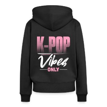 K-Pop - Frauen Premium Bio Hoodie - Schwarz - Hinten - Julia (174cm)