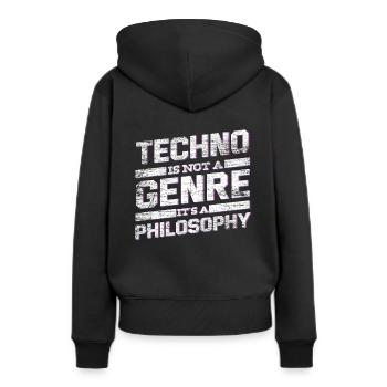 Musique techno - Sweat à capuche Premium bio Femme - noir - Dos - Julia (174cm)