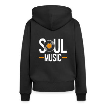 Musique soul - Sweat à capuche Premium bio Femme - noir - Dos - Julia (174cm)