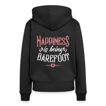 Barfuß Fußabdruck - Frauen Premium Bio Hoodie - Schwarz - Hinten - Julia (174cm)