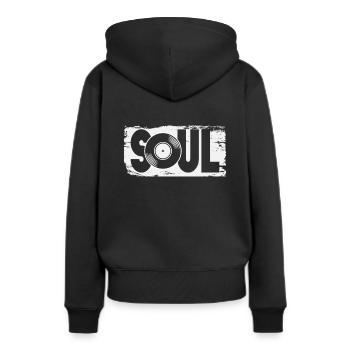 Soul Musique - Sweat à capuche Premium bio Femme - noir - Dos - Julia (174cm)