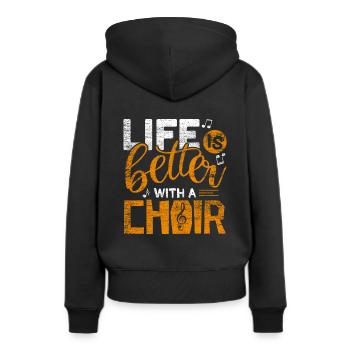 chorale - Sweat à capuche Premium bio Femme - noir - Dos - Julia (174cm)