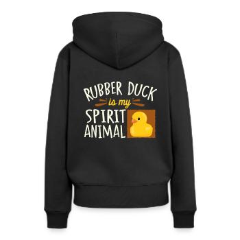 Badeente - Frauen Premium Bio Hoodie - Schwarz - Hinten - Julia (174cm)