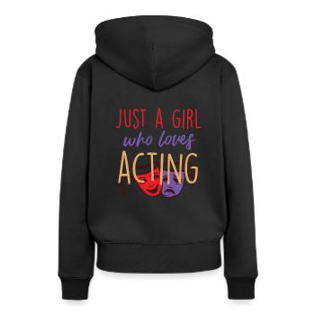 Actrice - Sweat à capuche Premium bio Femme - noir - Dos - Julia (174cm)