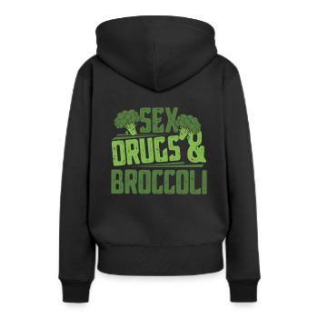 Brokkoli - Frauen Premium Bio Hoodie - Schwarz - Hinten - Julia (174cm)