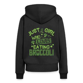 Brokkoli - Frauen Premium Bio Hoodie - Schwarz - Hinten - Julia (174cm)