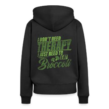 Brokkoli - Frauen Premium Bio Hoodie - Schwarz - Hinten - Julia (174cm)