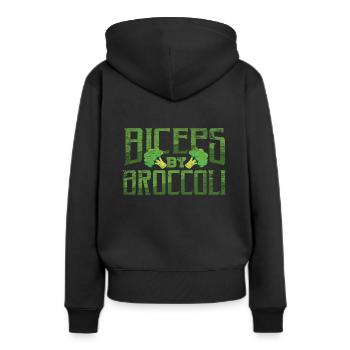 Brokkoli - Frauen Premium Bio Hoodie - Schwarz - Hinten - Julia (174cm)