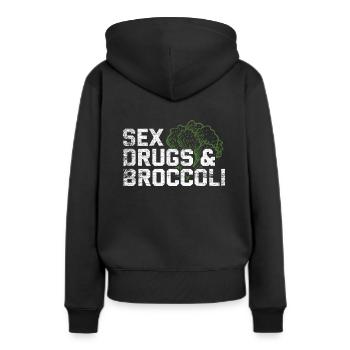 brocoli - Sweat à capuche Premium bio Femme - noir - Dos - Julia (174cm)