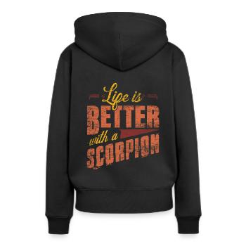 Scorpion - Sweat à capuche Premium bio Femme - noir - Dos - Julia (174cm)