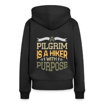 Pilger - Frauen Premium Bio Hoodie - Schwarz - Hinten - Julia (174cm)